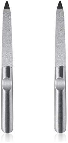 2 Packs Nail File, Stainless Steel Double Side Nail File for Salon, 4.6 Inch Home Used Metal File Buffer Fingernails Toenails Manicure Files
