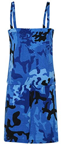A2Z 4 Kids Girls Plain Summer - Plain Playsuit Camo Blue 9-10