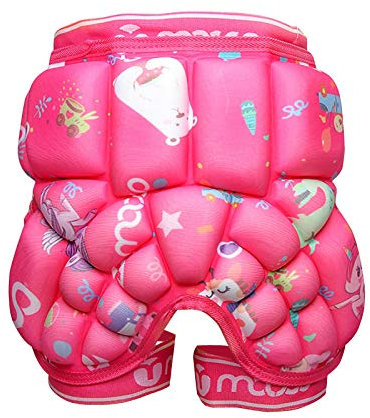 Kinder Protektorenhose Schutzhose Gepolsterte Schutz Shorts Hip Butt Pad Kurze Unterhose 3D Gepolstert Schutz Gear Guard Drop Widerstand für Ski Skifahren Skating Snowboard Radfahren (Pink)