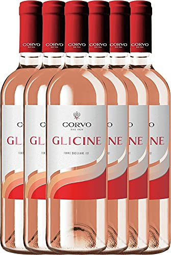 VINELLO 6er Weinpaket Roséwein - Glicine Rosato Terre Siciliane IGT 2020 - DDS mit einem VINELLO.weinausgießer | trockener Roséwein | italienischer Roséwein aus Sizilien | 6 x 0,75 Liter