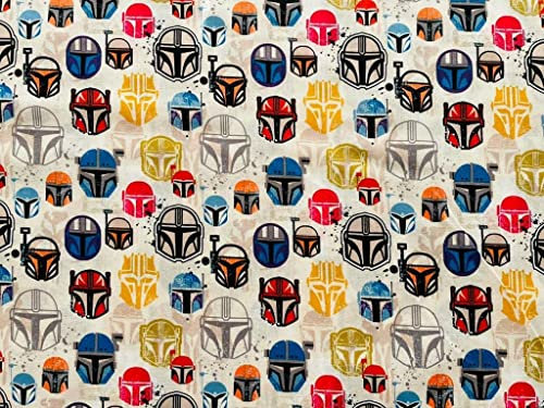 Star Wars – Die Mandalorianischen Helme – Baumwolldruck – Verkauf in FQ, LQ, 0,5 m und 1 m Größen (100 % Baumwolle, 110 cm breit, ideal zum Basteln)