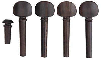 Tomotato 4 Stück Geige Stimmwirbel Ersatz, Ebenholz Violine Stimmsaiten Wirbel, Violin String Tunning Peg Set mit Endpin für 4/4 Größe Violinsaite Ersatzteile