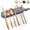 Herogo Travel Cutlery Set, 8Pcs Portable Utensils Set with Pouch Case, Reusable Stainless Steel Knife Fork Spoon Chopsticks Straws for Camping Picnic Lunch, Mirror Finish & Dishwasher Safe (Rose Gold)