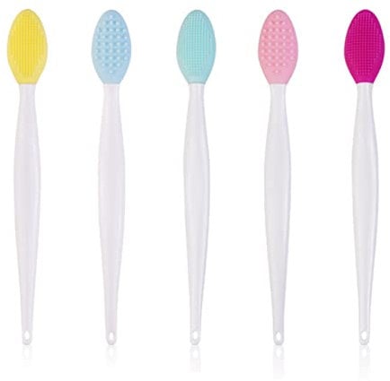 LEEQBCR 5 Pieces Silicone Exfoliating Lip Brush Double-sided Soft Face Scrubber Cleansing Brush for Lip Skin Smoothing Cleaning