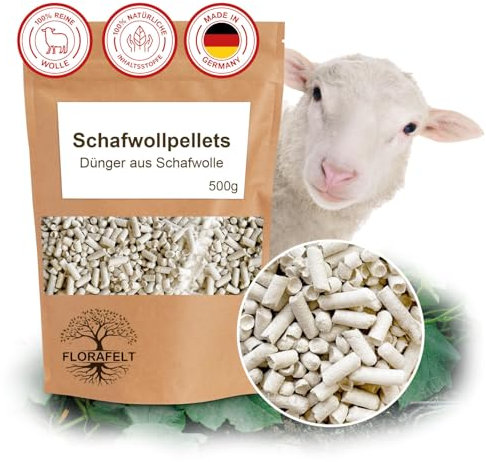Florafelt Schafwollpellets, Bio Universaldünger mit Langzeitwirkung aus Schafwolle, 500g organischer Dünger für Zimmerpflanzen (NPK Dünger)