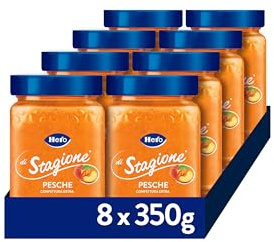 Hero di Stagione Confettura di Pesche Extra, 8 Vasetti 350g | Marmellata pesche di stagione, metodo tradizionale, senza conservanti, senza coloranti, alta qualità, colazione golosa