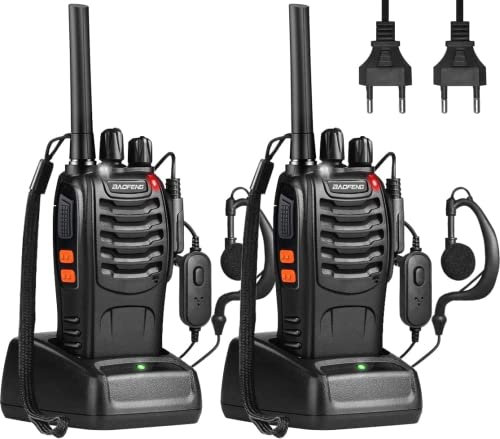 Professionelle Walkie-Talkies für Erwachsene mit großer Reichweite, wiederaufladbaren Batterien, 16-Kanal-Funkgerät, USB-Ladegerät und Handgerät mit VOX (schwarz, 3 Stück)