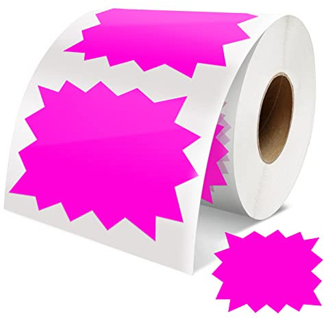 Preisschilder Aufkleber Lila 75mm x 100mm Selbstklebend Groß Starburst Zeichen verkaufsschilder Abnehmbar Wasserdicht Etiketten für Einzelhandel Supermärkten Business 500 Stück