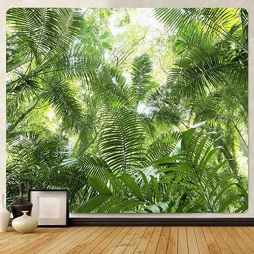 Sxakswol Wandteppich Groß Grüne Pflanzen Wandteppich 230x180 Wandbehang Tropischer Dschungel, Tapisserie 3D Wandtuch Aesthetic Wandteppiche für Wohnzimmer Schlafzimmer Wohnheim Wanddeko