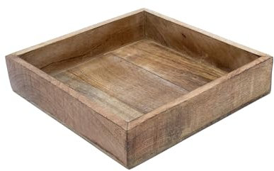 Bandeja Cuadrada de Mango para Servir - 25 cm - Cuenco Decorativo de Madera Rectangular - Bandeja para Velas