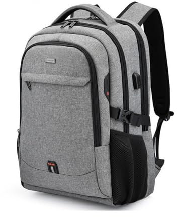 FANDARE Laptop-Rucksack Herren Damen Schulrucksack mit USB-Ladeanschluss Handgepäck Geschäft Arbeiten Schulranzen Laptoptasche für Arbeit Reisen Wandern Tagesrucksack Daypacks Hochschule Grau