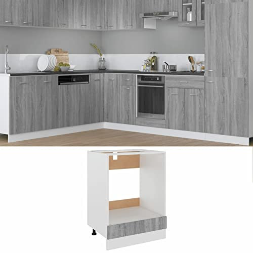 Lechnical Oven Cabinet Grey Sonoma 60x46x81.5 cm Engineered Wood,Furniture,Cabinets & Storage,Kitchen Cabinets(SPU:825835)