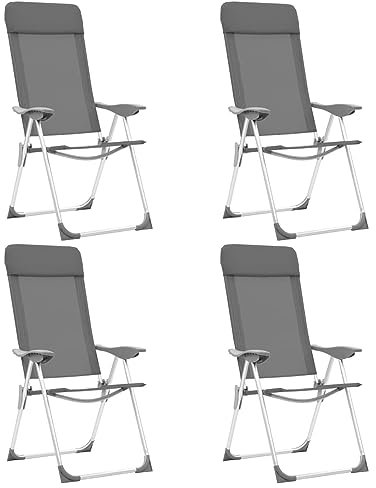 BaraSh Klappbare Campingstühle 4 STK. Grau Aluminium Anglerstuhl Klappbar Outdoor Stuhl