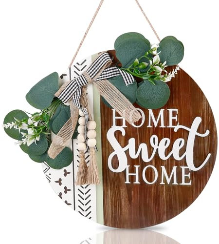 Cartello di benvenuto per porta di casa - ghirlande Home Sweet Home, decorazione della porta, ghirlanda di legno