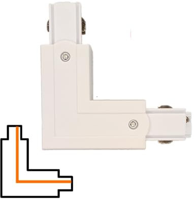 Qub 3-Phasen - L-Verbindungsstück für Schienensysteme – Intern – Rechts - Stabile & Sichere Verbindung - Einfache Installation - Weiß
