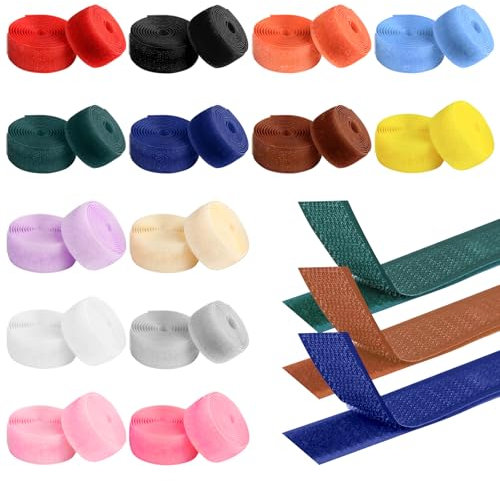 14 Set Nastro a Strappo, 14 Colori di Cucire Su Ganci e Nastro con Gancio e Occhiello, 20mm x 1m Strappo per Cucire Doppia Faccia per Cucire Stoffa, Tessuti, Artigianato Fai Da Te