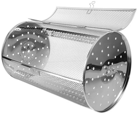Milisten Stainless Steel Rotisserie Oven Basket Drum for Air Fryer and Bbq Grill, 180x300mm Roaster Cage for Baking Nuts, Vegetables, and Chestnuts, Kitchen Roasting Tool