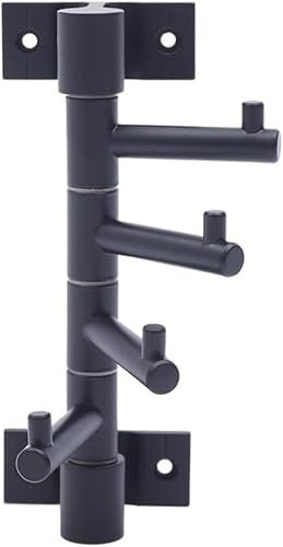 LSQCSN Rotating Coat Hooks for Hanging, Wall Mounted 3/4 Metal Swivel Arms Hooks for Bathroom Kitchen Garage Home Hotel Office Cabinet (4 Arms,Black)