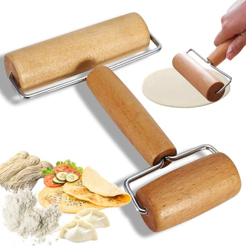 Mattarello,Mattarello Con Due Estremità Rullo per Pizzaiolo,Matterello in Legno Antiaderente Rullo,Rullo Professionale per Stendere Impasto,Pasta,Pizza,Dessert e Ravioli 17,5 cm