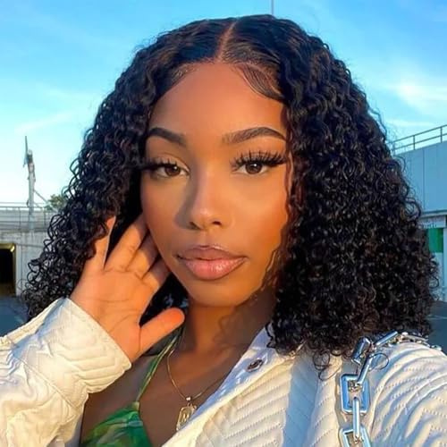 Glimeer Bob Perruque Bouclée 4x4 Lace Cheveux Humain 12 Pouces Deep Wave
