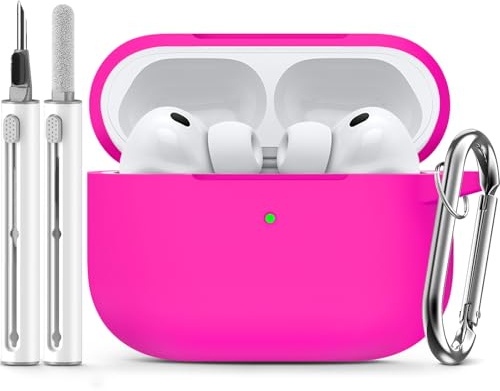 Inesore Compatible with AirPods Pro 3 Hülle - Rose-A | Silicone Protective Case Cover for Apple Air Pod Pro 3rd (2025), Unisex Design, with Cleaning Kit