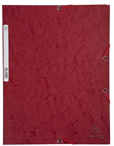 Exacompta - Réf. 55525E - 1 chemise à élastiques - pochette 3 rabats - en carte lustrée 400 g/m2 - dimensions 24 x 32 cm pour documents au format A4 - couleur cerise