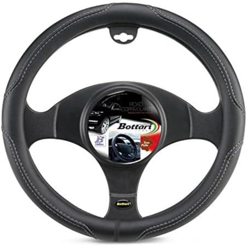 Bottari 16341 16341: Lenkradbezug Road, schwarz-grau. Ø: 35-37 cm., Grau, Durchmesser 35-37 cm