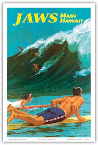 Jaws – Maui, Hawaii – Big Wave Surfen – Vintage Hawaii-Reise-Poster von Chas Allen c.1950s – Master Art Print 30,5 x 45,7 cm