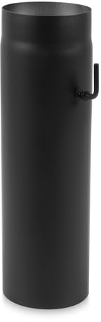 EWO Ofenrohr 130mm Durchmesser - Rauchrohr 50cm lang mit Drosselklappe (Schwarz) - Feuerrohr 2 mm Stahlblech - Kaminrohr mit Senotherm-Beschichtung - rußbeständig, frost- & tauwechselbeständig