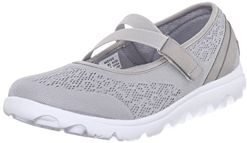 Propét Women's TravelActiv Mary Jane Style Lightweight Breathable Walking Shoes, Silver, 8 Narrow
