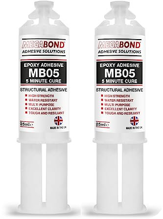 (Pack of 2) Megabond 25ml Fast Cure 5 Min Clear Epoxy Resin Structural Adhesive