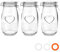 Nicola Spring Heart Shaped Glass Storage Jar with Airtight Clip Lid - 1500ml - 3 Pack - 4 Colour Seals - Kitchen Vintage Round Preserving Container for Pickling, Chutney, Jam, Coffee, Oats