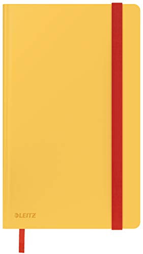 Leitz kariertes Hardcover Notizbuch A5, 80 Blatt, 160 Seiten, 100 g/m² Papier FSC-zertifiziert, Soft Touch, Handlich, ideal für Büro, Studium, als Journal Buch, Gelb, Cosy-Serie, 44540019