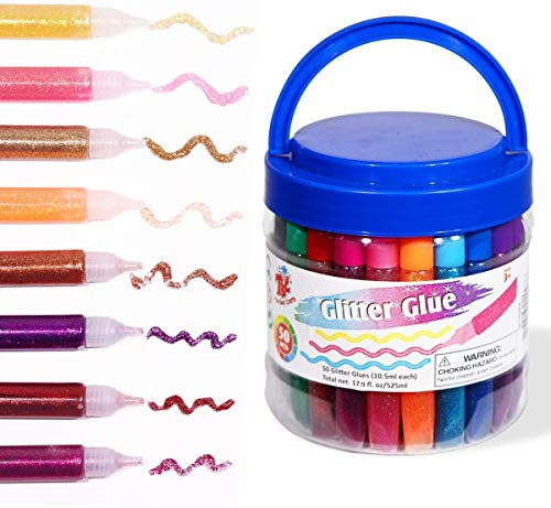 TBC The Best Crafts Glitzerkleber, 50 Stück Glitzer-Klebestifte ungiftig für Kinder