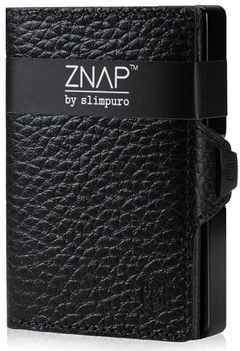 ZNAP® Slim Wallet Kreditkartenetui | Geldbörse Herren | Kartenhalter Geldbeutel Herren | Kartenetui Herren Geldbeutel | Herren Portemonnaie mit RFID Schutz | 12 Karten | Rauchschwarz