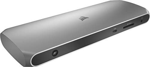 Corsair TBT100 Thunderbolt™ 3 Dock (Zwei USB-C 3.1, Zwei USB-A 3.1-Anschlüsse, Zwei HDMI-Ports, 3,5-mm-Audio-Kombianschluss, Gigabit-Ethernet, SD-Kartenleser, Mac-und Windows-Kompatibel) Aluminium