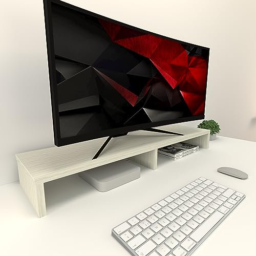 Henor Soporte Monitor Elevador TV de Madera FSC® 100 x 26.5 x 12 cm Soporta 90 Kg. Roble Stel