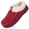 VeraCosy Women's Moccasin Slippers Warm Comfy Faux Wool Memory Foam Indoor House Shoes Wine Red, 4 UK