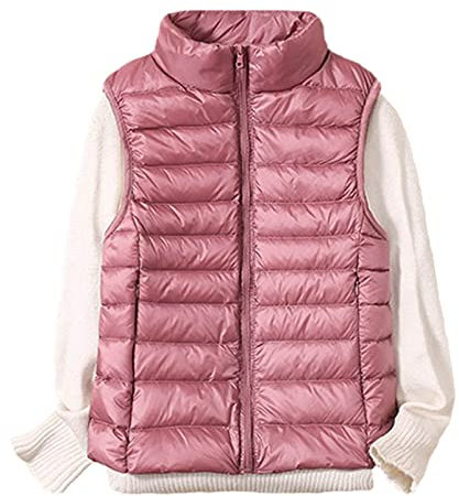 Doudoune sans manches ultralégère pour femme en plumes de canard blanches, rose, L