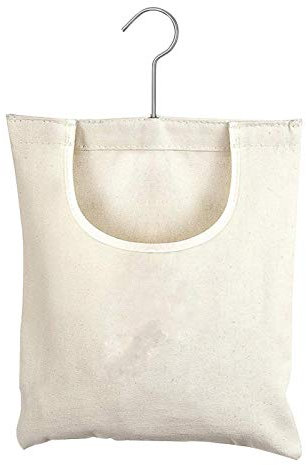 QOTSTEOS Leinen Wäscheklammerbeutel, staubdicht tragbarer Wäscheaufbewahrungsorganisator, wiederverwendbarer Wäscheklammerhalter mit Aufhängehaken für den Heimgebrauch(Size:32x27 cm)