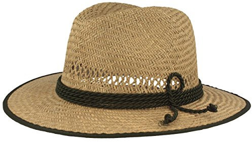 Trachten-Strohhut | Sommerhut | Trachtenhut – Aus 100% Stroh - Grüne 4-Fach Kordel-Garnitur & Einfass– Traveller – Flexibel & Bequem (M, Natur)
