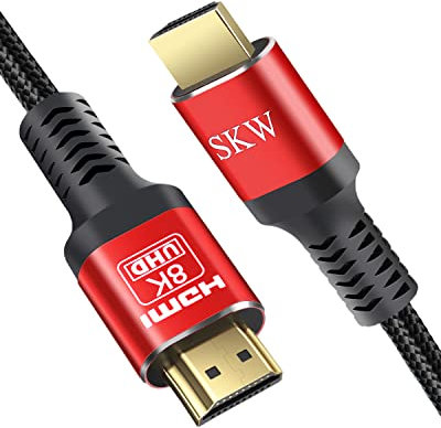 SKW Câble HDMI 2.1 6m, 8K & 4K UHD prend en charge 8K@60Hz, 4K@120Hz 144Hz, DTS:X, HDCP 2.2 & 2.3, eARC, HDR 10, compatible moniteur, TV, Xbox PS5/4 Blu-Ray