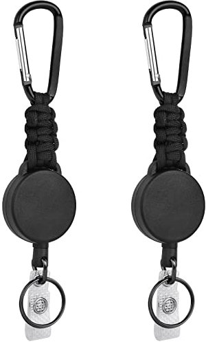 Vicloon Einziehbarer Schlüsselanhänger, 2 Stücke Heavy Duty Retractable Schlüsselrolle in D-Form mit Paracord, Schlüsselrolle Ausziehbar mit 60cm Stahldrahtseil, für Hose und Gürtel