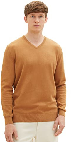 TOM TAILOR Herren 1027665 Pullover, 32718 - Dark Camel Melange, XXL EU