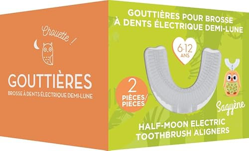 2 Gouttières pour Brosse à dents électrique Demi-Lune 6-12 ans Chouette - Demi-lune/U de rechange Sagyène