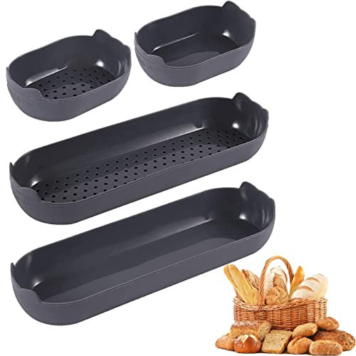 YXIAOO Backform Baguette Backblech Brötchen Brotbackformen Baguetteblech Backen von Baguettebrot Brot Langbrot Hot Dog - 4PCS