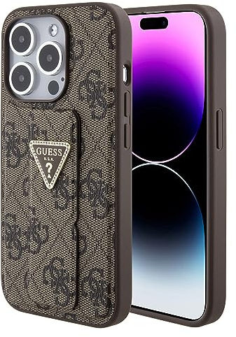 CG Mobile Guess Gripstand PU-Lederhülle für iPhone 15 Pro (Braun)