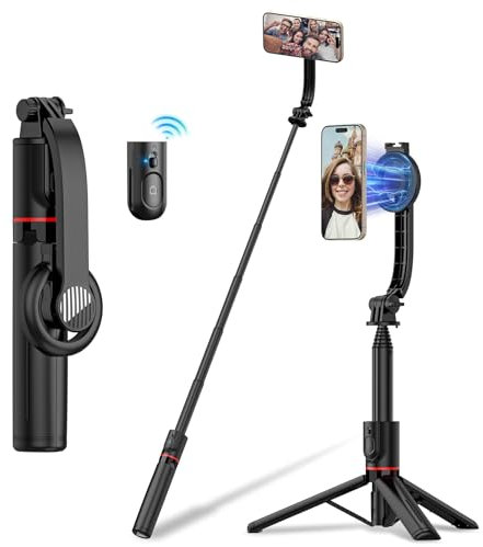 OneNine Selfie Stick Tripod, MagSafe Compatible, 41 Extendable, Bluetooth Remote, Black, Aluminium, iPhone 16/15/14/13/12 Pro Max