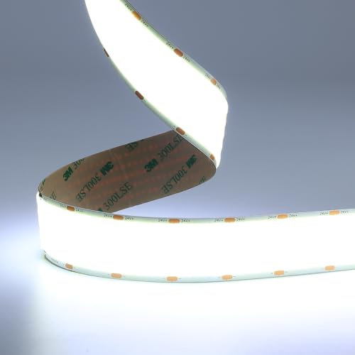 JOYLIT 30MM Breit COB LED Streifen 24V 5M 6000K Kalt Weiß, 5 Reihen 1600LEDs/M Hohe Dichte 40W/M 22000LM Ultrahell LED Band CRI 90+, Selbstklebend LED Strip Für Industrie, Gewerbe (Keine Netzteil)