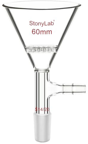 stonylab Embudo de Filtración Triangular de Vidrio Borosilicato, Filtración por Vacío, Filtrado Eficiente, Conexión 14/20, Diámetro de 60 mm, Ideal para Procesos de Filtración en Laboratorio